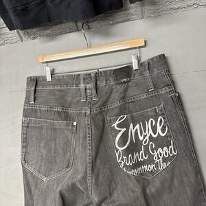 Vintage Y2K Men's Enyce Spellout Embroidered Black Wide-Leg‎ Baggy Jeans 36x32